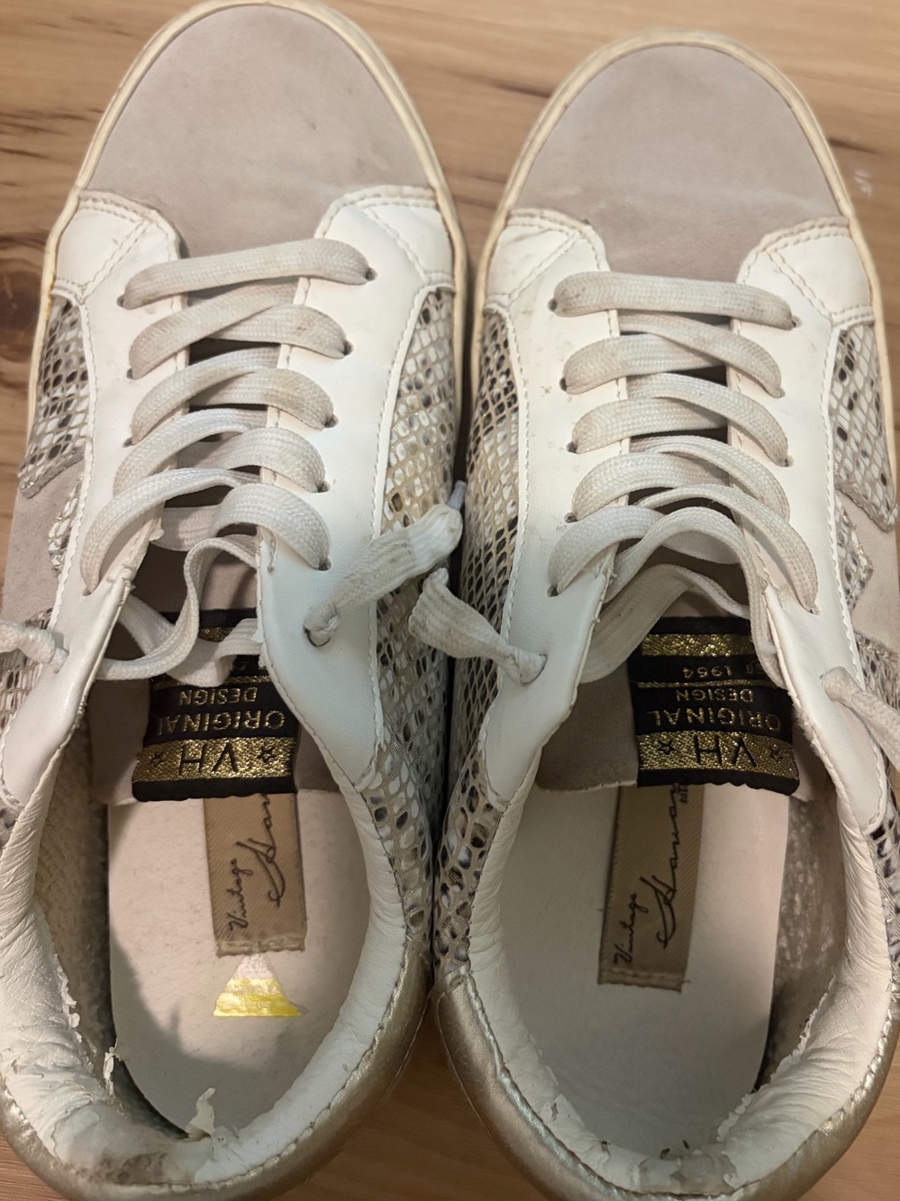 Vintage Havana Cream & Taupe Snake-Print Low Top Sneakers